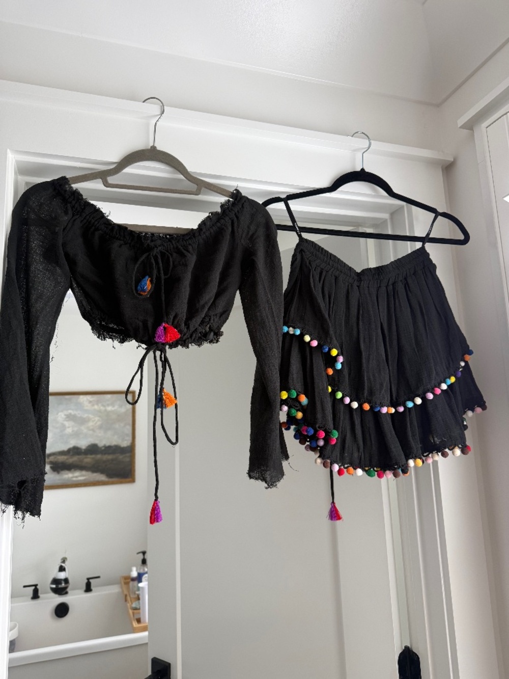MAJORELLE Black Pom Pom Two Piece Set XS